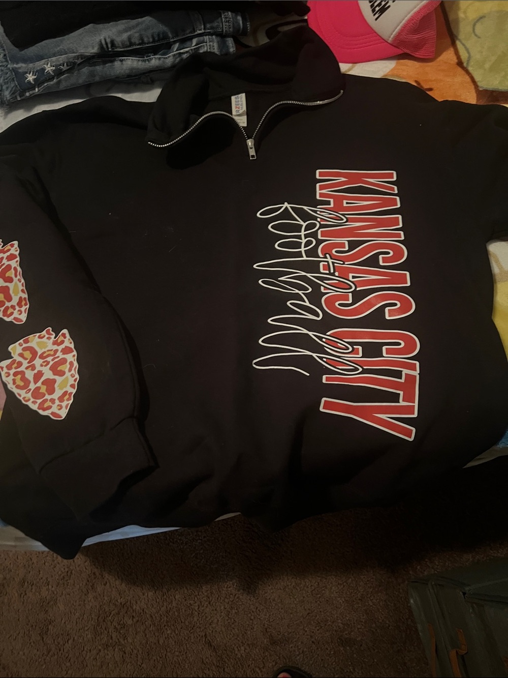 KC football half zip sweatshirt
